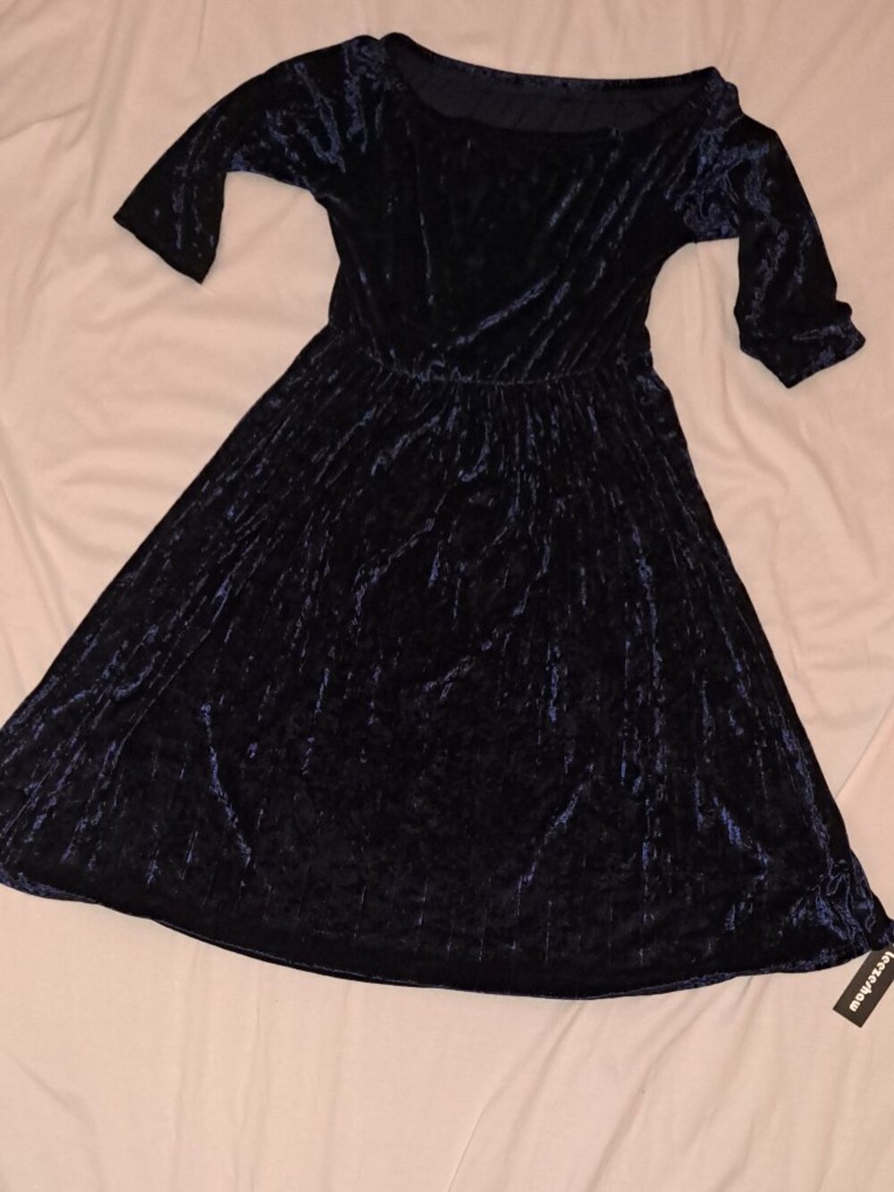 Crushed Velvet, Dress, Pockets, Amazon, Leezeshaw, Women's, XXL, Dark Blue, NWT